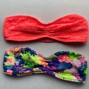 2 Victoria’s Secret PINK Lace Bandeau Bra Top